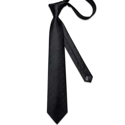 Image of DiBanGu Mens Tie Silk Plaid Striped Necktie and Pocket Square Cufflinks Tie Clip Set with Gift Box Formal Wedding Party