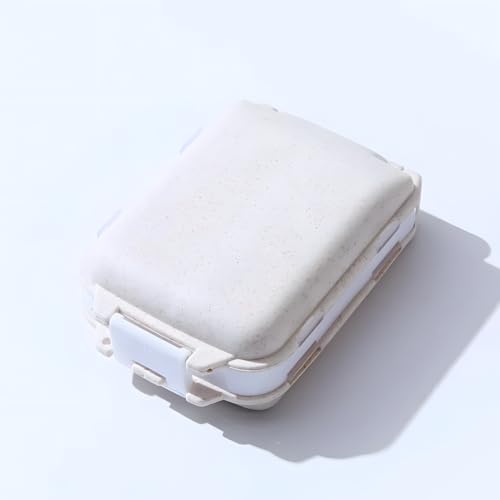 Estojo Organizador de Comprimidos com 8 Compartimentos – Portátil, Compacto e Resistente – Ideal para Viagem e Uso Diário (Bege)