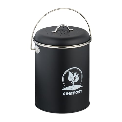 Caneca de basura para cocina de hierro 5.5 L negra miniatura 5