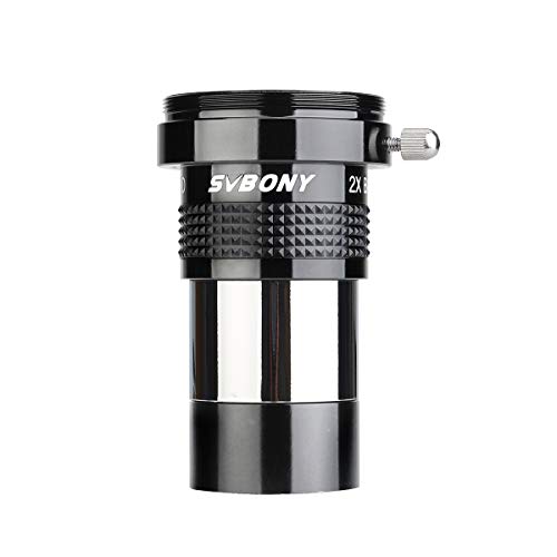 Svbony SV137 Barlow Lente 2x 1,25 pollici Metallo FMC Barlow per Telescopico Oculare (2x con adattatore a T)