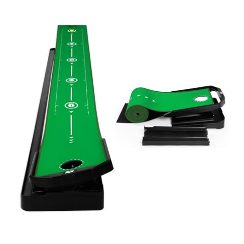 Septlib ゴルフ マット 傾斜調整可能 PP素材 室内用 パター練習器具 バッフル内蔵 3m パッティング ボール自動リターン ゴルフパター 練習用 収納簡単 大型 ゴルフパッテ 耐摩耗性(クリスタルベルベットバージョン)