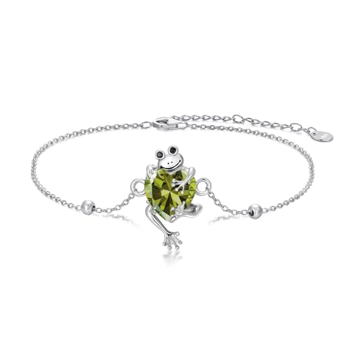 LONAGO Frog Bracelet with Synthetic Birthstone Frog Jewelry Bracelet Gifts for Women