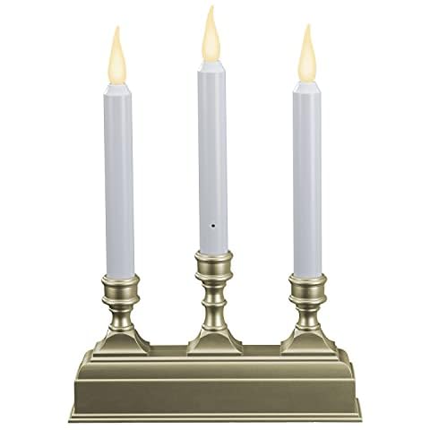 612 Vermont Battery Operated LED Window Candelabra with Sensor and 8 Hour Timer (Pewter) Cover