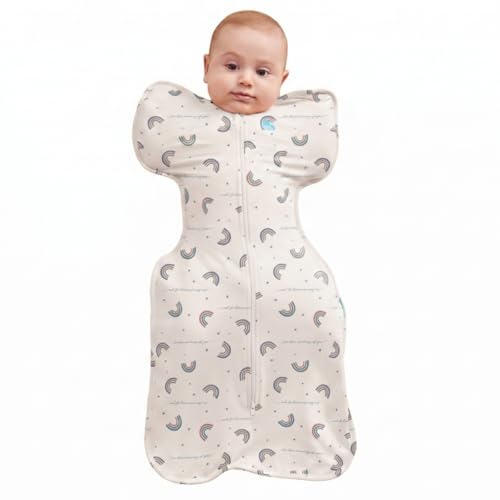 Image of Love to Dream Swaddle UP, Baby Sleep Sack Self-Soothing Swaddles for Newborns, Improves Sleep Secure Fit Helps Calm Startle Reflex, New Born Essentials for Baby,1.0 TOG Medium 13-19lbs, Rainbow Dream