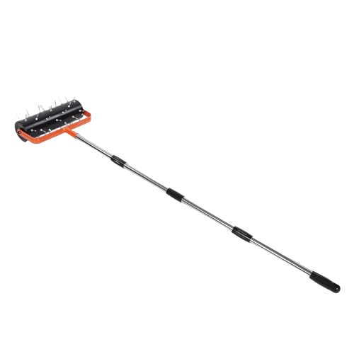 Smandy Aireador de Césped con Rodillo, Aireador de Césped de Acero Inoxidable, Diseño de Patrón en Espiral para Compactación del Suelo, Aireación del Suelo del Jardín