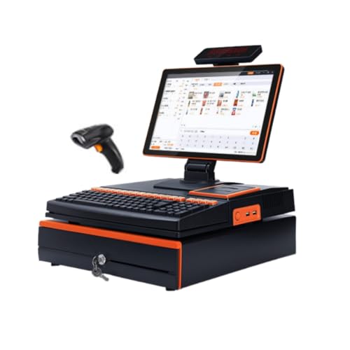 TVT レジスター レジスター 電子レジスター レジスター 業務用 キーボード 15.6インチタッチスクリーン POSキャッシュレジスターパッケージ全体 内蔵58mmプリンター 多機能レジ 中小企業/小売/レストラン向け (オレンジ色,【日本語版】シングル