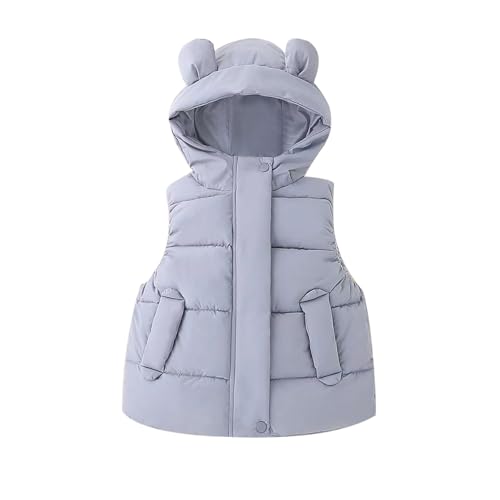 Girls Down Vest Quilted Sleeveless Puffer Jacket with Bear Ears Hood Padded Vest Boys Warm Winter Coat Hoodie Gilet Waistcoat