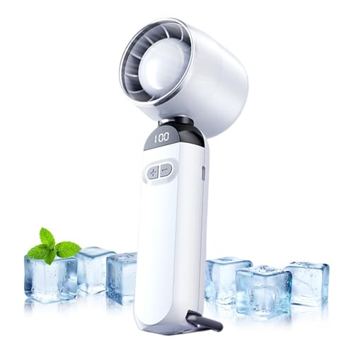 Ventilador portátil | Ventilador de escritorio sin aspas compacto – Soplador recargable de 100 velocidades, dispositivo silencioso para refrescar en exteriores durante climas cálidos para camping