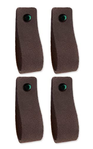 Brute Strength, Leather Handles for Furniture, Suede, Grey, 4 pcs, 16,5 x 2,5 cm, Cabinet Handle