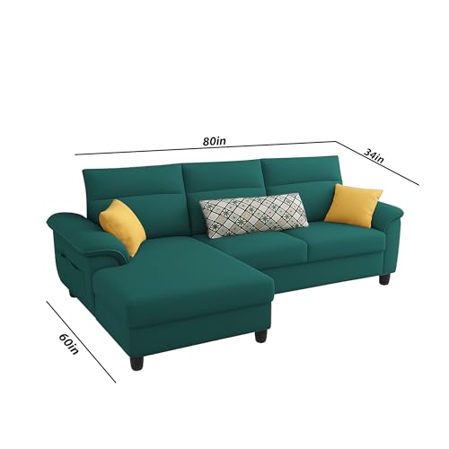 Image of Casaliving Seams LHS 4 Seater L Shape Sofa for Living Room (Pine Fabric) Premium Fabric Sofa
