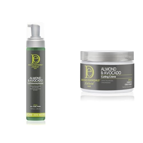 Design Essentials Almond Avocado Curl Enhancing Collection with Mousse 10 Ounce and Curling Creme 12 Ounce
