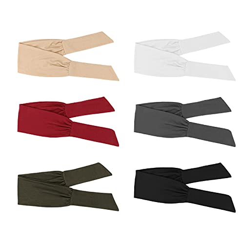 Image of DRESHOW 6 PCS Adjustable Headbands for Women Knotted Headbands Elastic Non-Slip Fashion Hair Bands for Workout Sports Running Yoga