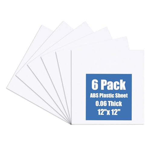 Image of Plastic Sheet 12 inch x 12 inch x 0.06 inch, White PVC Board Flexible Moldable Impact Strength and High Tensile 1 /16 inch Thick (1.5mm) for Crafts Materials Home Decor and Handicrafts, Abs Plastic Sheets 6 Pack