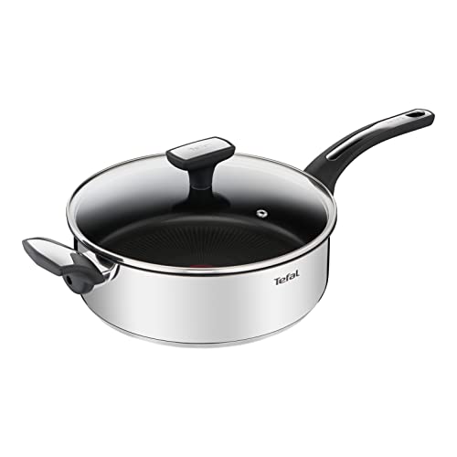 Tefal Emotion Poêle profonde 26 cm Inox, Revêtement antiadhésif sûr, Garantie 10 ans, Base épaisse, Diffusion de chaleur homogène, Thermo-Signal, Elégance, Poignée robuste, Induction E3007704