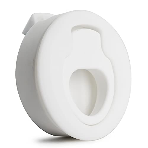 Five Oceans White Flush Pull Slam Latch Door Hatch, UV-Stabilized and Corrosion-Resistant ABS Plastic, 2 inches (51mm) Cutout Hole Required, FO-2864