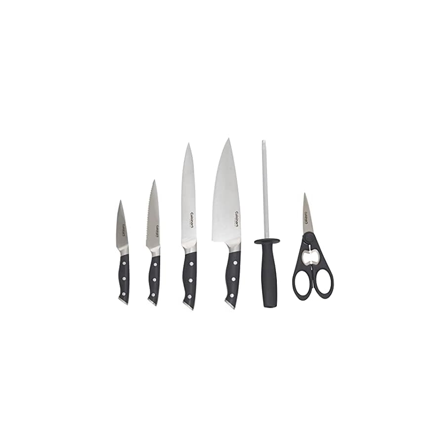 Cuisinart Kitchen Knife Set Nitrogen Forged Triple Rivet Cutlery 15-Piece Knife Block Set… (Cherry)