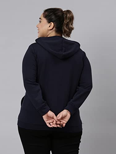 Image of The Pink Moon Women's Solid Plus Size Hoodie Jacket - (Jckt 036 Navy)
