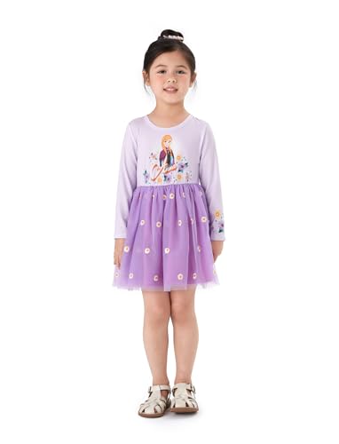 Image of Disney Princess Frozen Elsa Minnie Stitch Toddler Girl Tulle Tutu Dress Ruffle Sleeve Mesh Summer Birthday Party Clothes 2-9Y