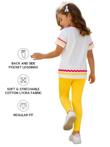 Image of Pilolo Kids Soft Cotton Lycra Solid Ankle Pocket Leggings for Girls