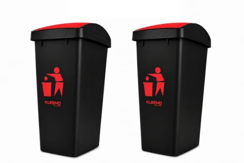 Image of Cello Plastic Garbage Swing-Lid Dustbin 48 Ltr, (RED /RED) COMBO