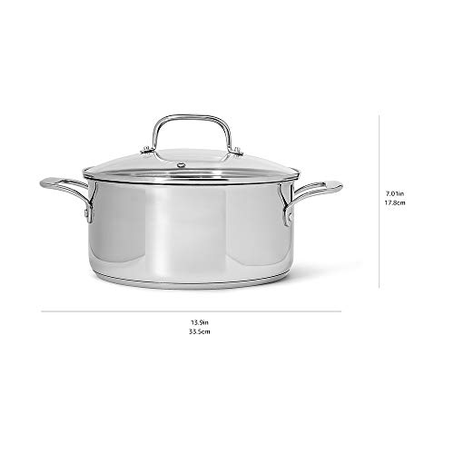 Amazon Basics Round Shape Stainless Steel Dutch Oven with Lid, 5-Quart