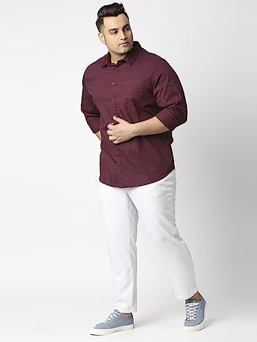 Image of Thomas Scott Men's Plus Size Cotton Casual Shirt | Regular Fit | Long Sleeves | Spread Collar | Solid | Soft & Breathable | Everyday Comfort Shirt for Men