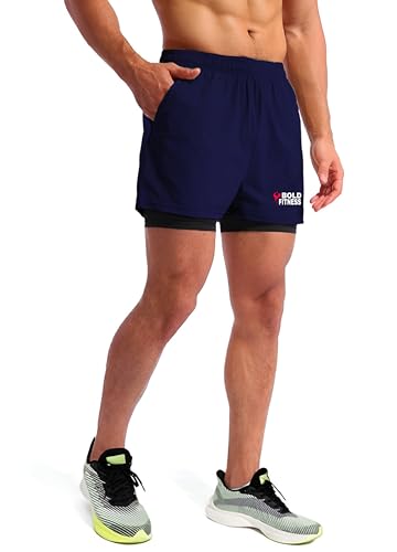 Image of 2 in 1 Active Dual Shorts with Inner Tights Layer | Men's Double Layer Short for Running, Gym & Sports