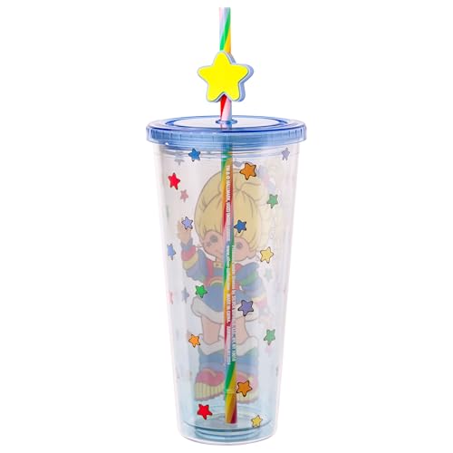 Image of Silver Buffalo Rainbow Brite, Plastic Cold Cup, 24oz | Includes Lid and Straw Topper, 0.71 Liters