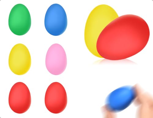 Emezddo 6 Stück Eier Maracas,Kunststoff Musikinstrument Rasseleier,verwendet für Familie Geburtstagsfeier(Blau,Rosa,Rot,Gelb,Grün)