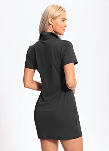 Image of Hiverlay Golf Dresses for Women with Shorts and Pockets, V-Neck Short Sleeve Tennis Dress, Workout Athletic Dresses