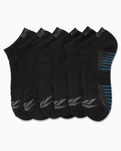 Reebok Mens’ Breathable No-Show Low Cut Basic Cushion Socks (6 Pack), Size Shoe size: 6-12.5, Black4