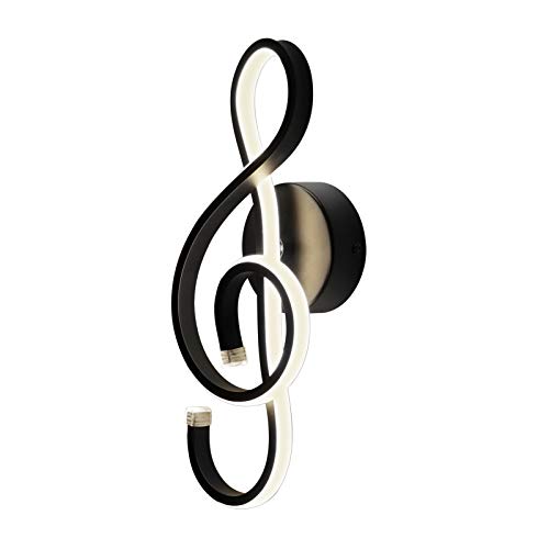 Phenas 22W Modern LED Wall Light Fixtures Indoor LED Wall Sconce Light Creative Wall Lamp LED Music Symbol Art Decoration for Bedroom Living Room Cafe Lounge Corridor Stairs, Black 4500K