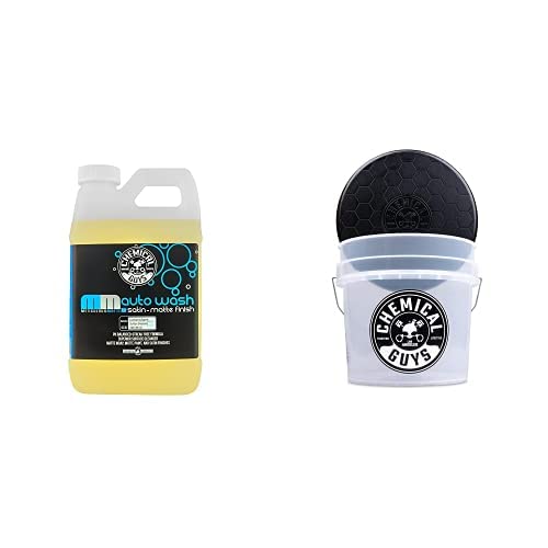 Chemical Guys CWS_995_64 Meticulous Matte Car Wash Soap, 64 fl oz (Half Gallon), Fruity Bubble Gum Scent ACC160 Heavy Duty Ultra Clear Detailing Bucket - image 1