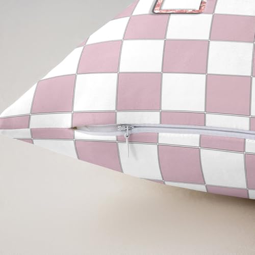 Image of Erosebridal Pink Initial A Throw Pillow Covers 24x24 Set of 2 Kawaii Plaid Checkered Cushion Cover Cute Personalized Monogram Throw Pillow Case for Bed Couch Sofa Fashion Grids Gingham Home Decor