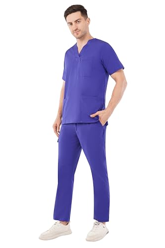 Image of PRAGATI TRENDS Premium Unisex Scrub Suit With Customize Name Print Option(Follow the Description) V-Neck Top and Cargo Type Trouser