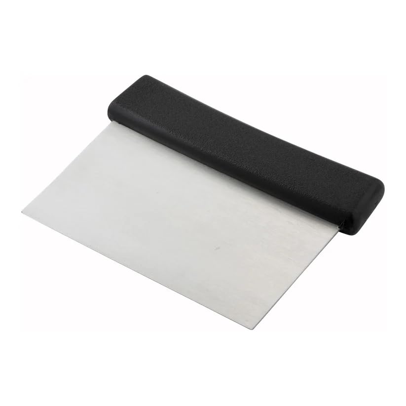 Image of Stainless Steel Bench Scraper 6 Inch Dough Scraper | Dough Cutter Food Scraper Tool Multi-Purpose Kitchen Cooking Pastry Scraper Knife Scale Black Handle