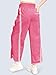 Haloumoning Girls Baggy Wide Leg Pants Kids Striped Elastic Waist Parachute Track Pants with Pockets 5-14 Years Hot Pink