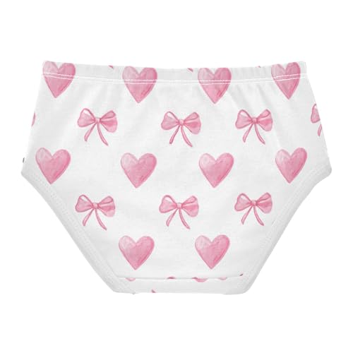 Wusikd Pink Heart Bow White Girls' Underwear Cotton Girls Briefs Soft Toddler Underwear 2T2