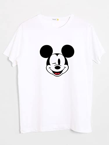 Image of Bewakoof Men's Mickey 100% Cotton T-Shirt - Regular Fit, Round Neck, Half Sleeves