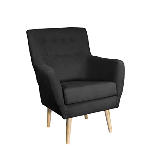 MUEBLIX.COM | Butaca Nórdica Individual Estocolmo | Sofa con Orejas | Butacas de Salón Modernas | Butaca Confortable | Tela Antimanchas | Butaca Tapizada | Color Antracita