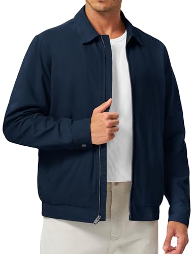 TBMPOY Navy Mens Casual Jacket Cotton Lightweight Canvas Spring Jackets Full Zip Business Work...