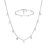 Kette Armband Silber | Geschenke für Frauen | Schmuckset Plättchen