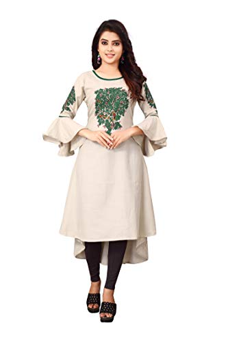 Image of Leriya Fashion Women's Slub Cotton Printed A-Line Kurti