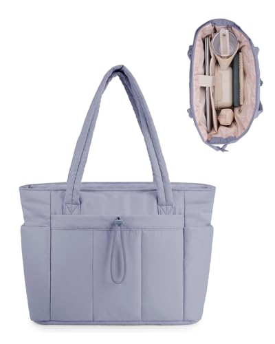 【Portabottiglia da 40oz Incorporato】 Questa Borsa Tote presenta un Portabottiglie Elastico Dedicato che si Adatta Perfettamente a una Borraccia da 40oz (1,19L). Mantieni la Tua Borraccia Sicura e in Posizione Verticale, Ideale per i Pendolari, lo Studio o i Viaggi Brevi.
