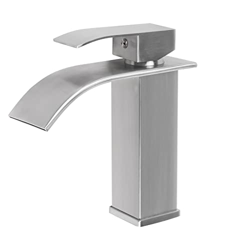 DnKelar Grifo de baño lavabo, grifo lavabo de cascada, mezclador monomando para bidé lavabo, latón cromado (plata) Cover