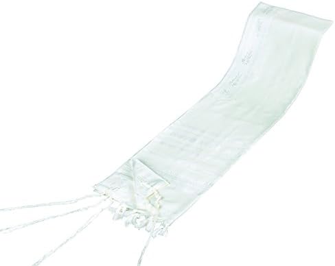 100% Wool Tallit Prayer Shawl in White Stripes Size 42" L X 64" W