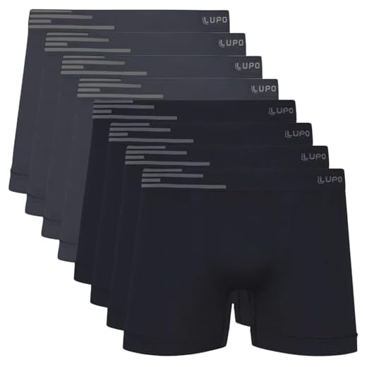 Lupo Kit 8 Cueca Boxer Microfibra Sem Costura Antimicrobiana Masculina, 4 Grafite - 4 Preto, P