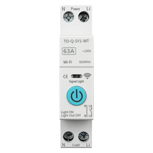 Tiardey Smart Circuit Breaker WiFi Relay Support Remote Control Timing Countdown Loop Timing Compatible with Assistant Tuya Alexa Smart Life -63A
