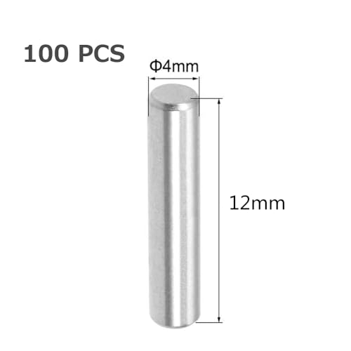 Yesallwas 100Pcs 4mm x 12mm Dowel Pin Stainless Steel Shelf Support Pin Metal Fasten Elements Used On Precise Location by Yesallwas (4mm x 12mm 100Pcs)