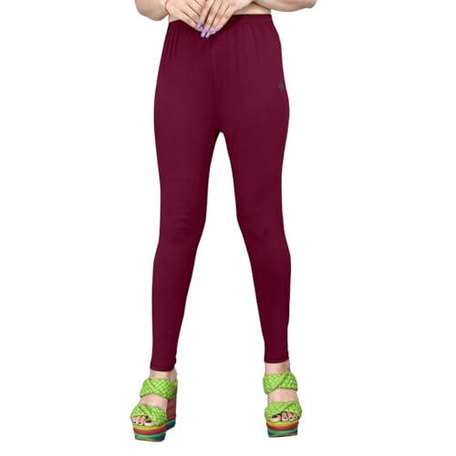 Image of Women's Solid Mid Rise Slim Fit Ankle Length Leggings - Comfortable and Stylish Yoga Pants for Workout, Running and Everyday Wear